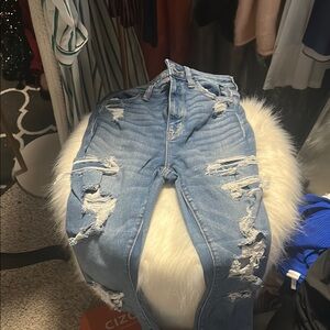 Stylish Blue Distressed Women's Jeans